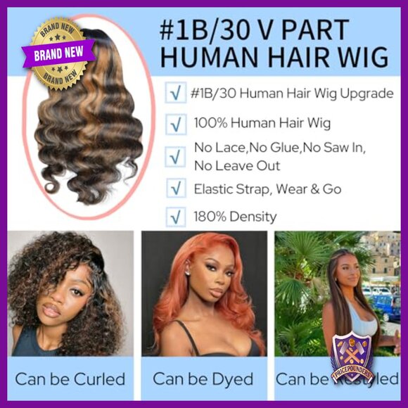 Human Hair V Part Half Wig Body Wave Glueless Beginner Friendly 16 Inch